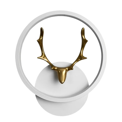 Round Square Creative Antlers Design LED Modern Wall Lamp Bedside Light