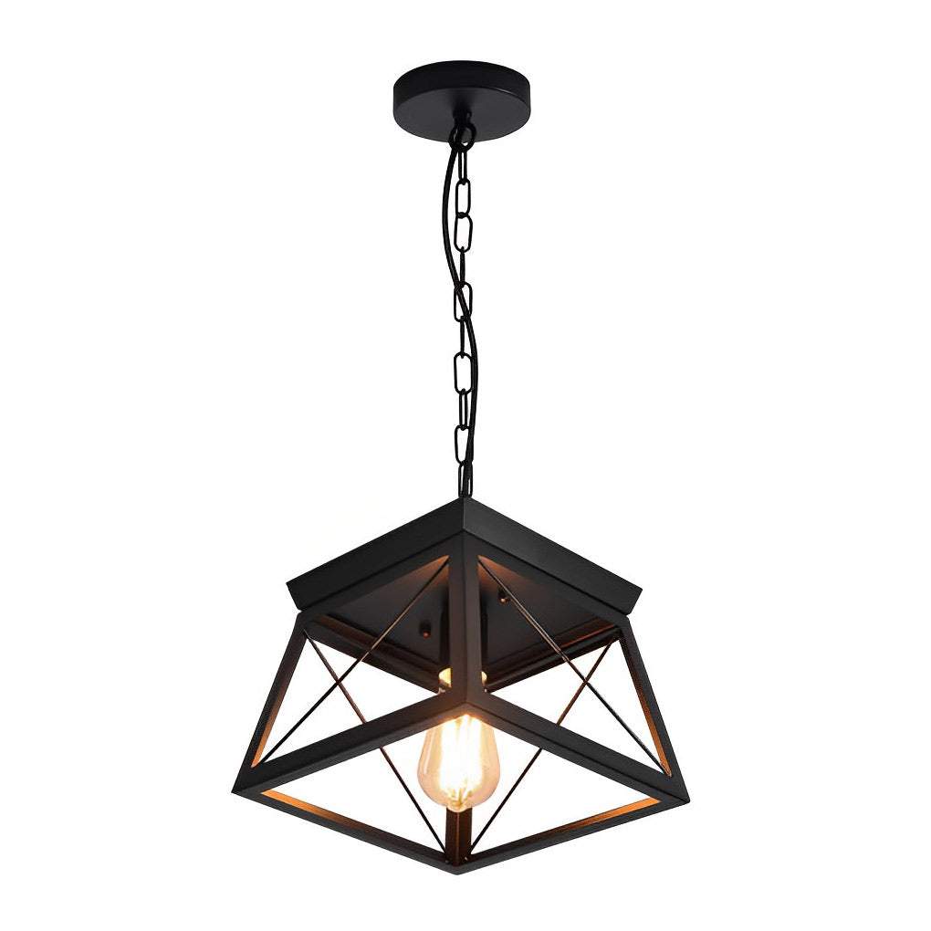 Geometric Iron Adjustable Height Retro Industrial Style Chandelier Light