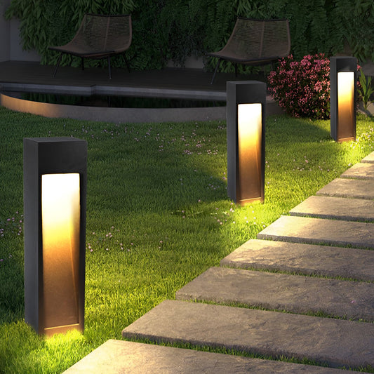 Square 5W LED Waterproof Black Modern Pathway Lights Post Light