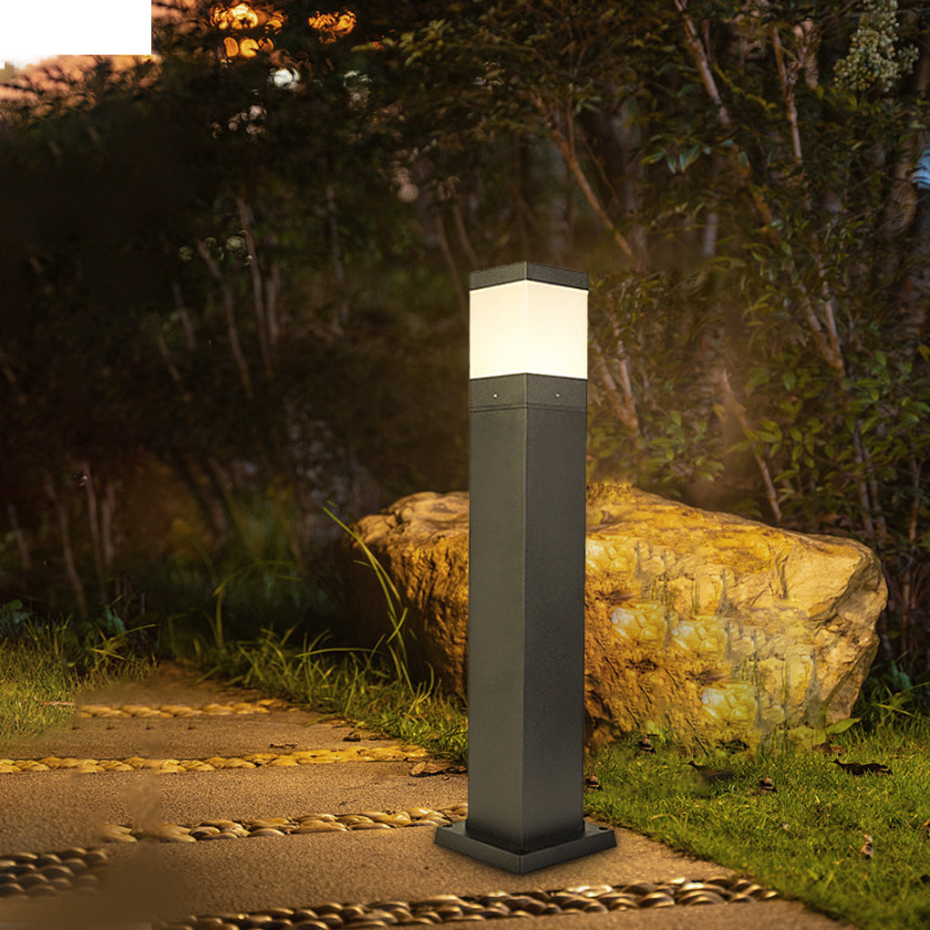 Square Waterproof LED Black Minimalist Modern Outdoor Light Lawn Lamp