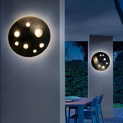 Round Creative Cement Lunar Crater Waterproof LED Outdoor Wall Lamp