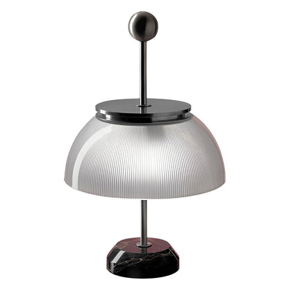 Ribbed Glass Bowl and Metal Italian Accent Table Lamps