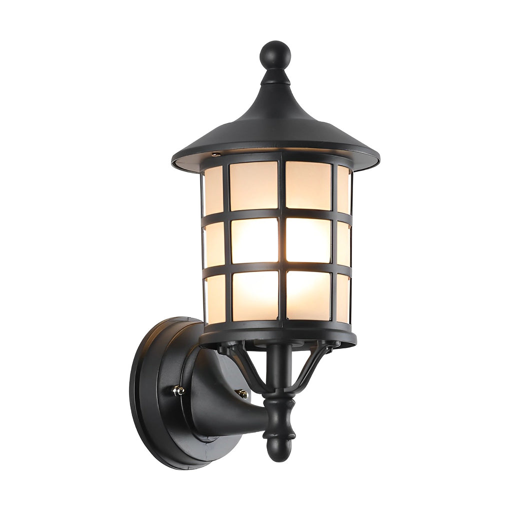 Retro Round Three Step Dimming Black European-style Solar Wall Sconces