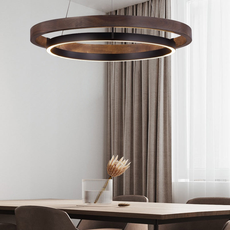 Round Minimalist Three Step Dimming LED Black Modern Chandelier Lights