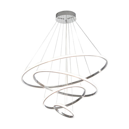 Contemporary Hanging 3/4-Light Tiered Ring Chandelier - Chrome