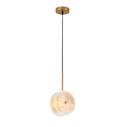 Modern Crystal Glass Disc Pendant Light with LED 1-Light Round Hanging Lamp