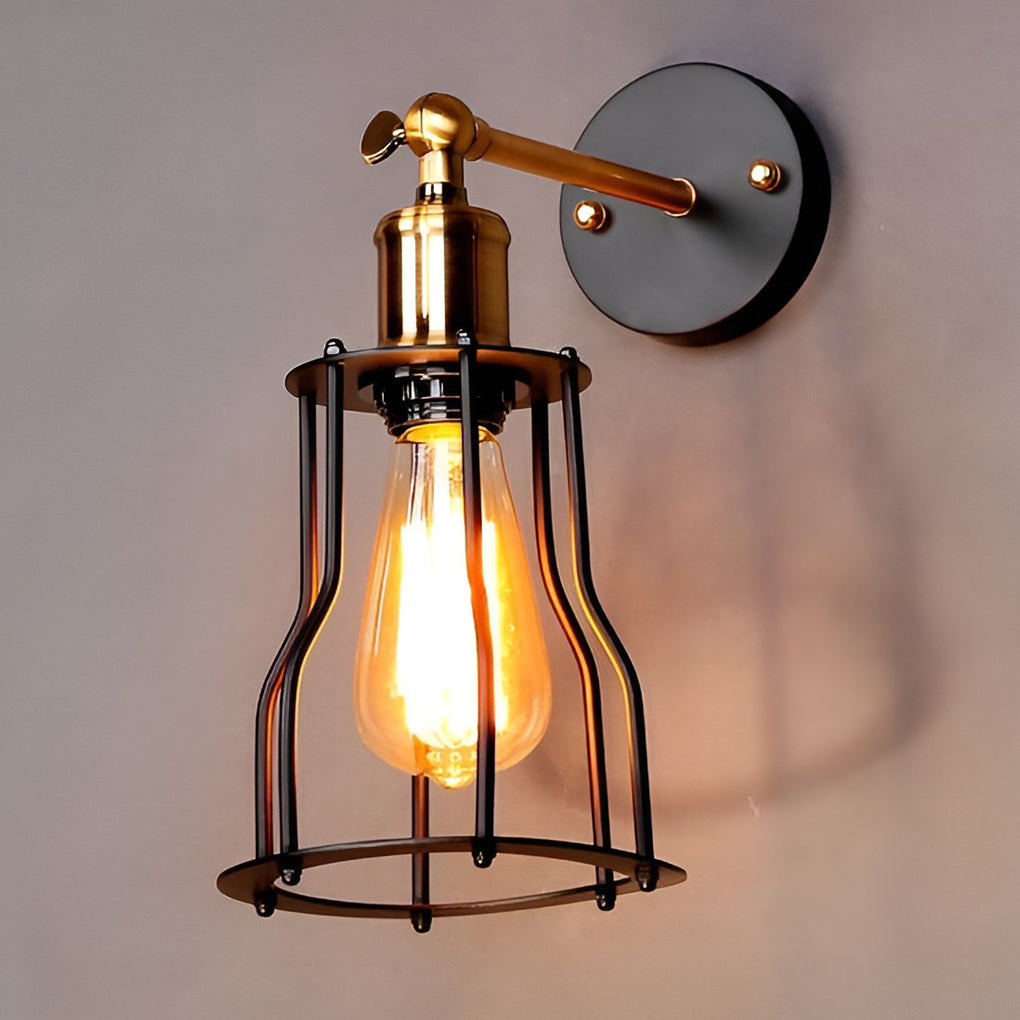 Adjustable Retro Iron E27 Waterproof Industrial Plug in Wall Sconce Lighting