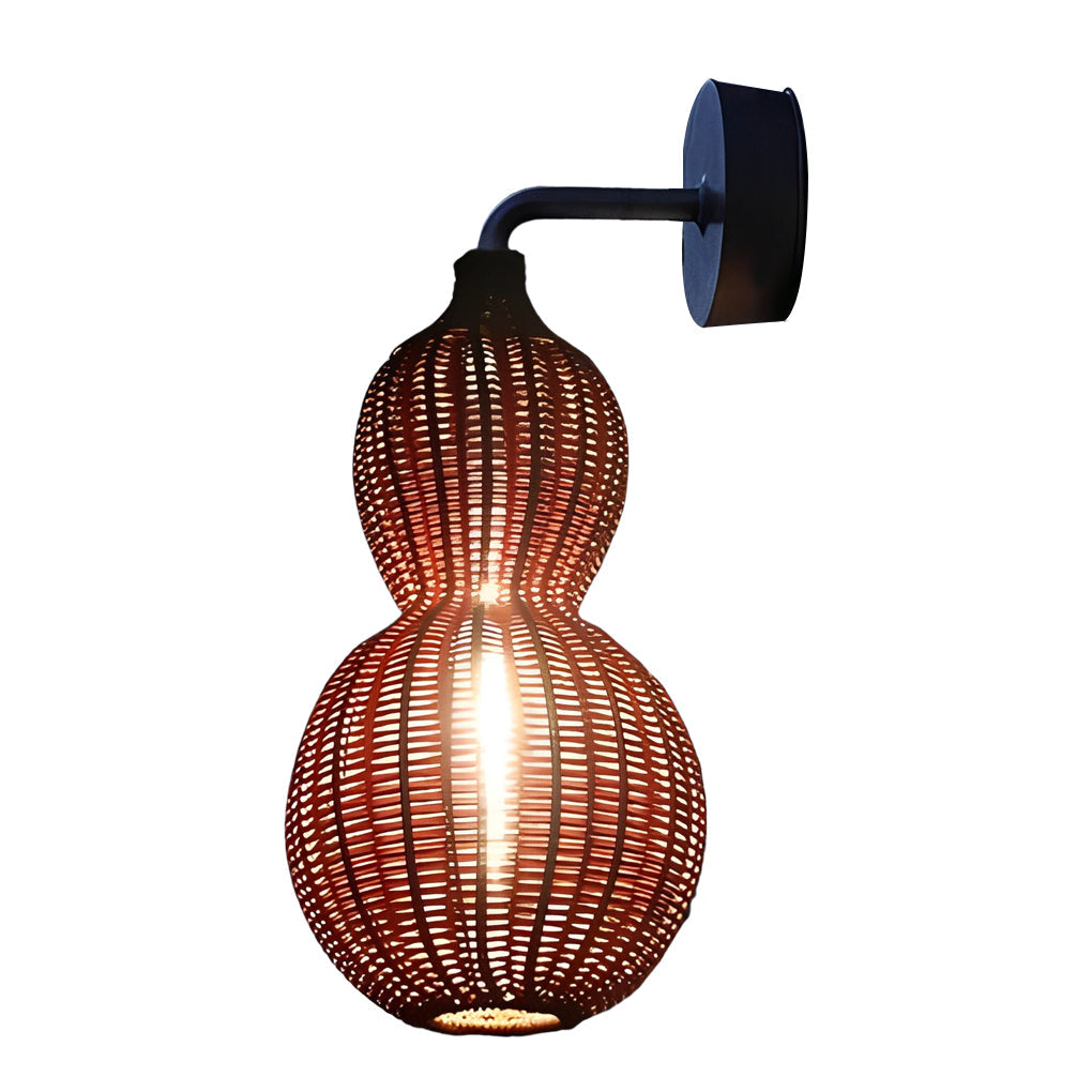 Woven Rattan Gourd Hanging Lamp Outdoor Pendant Light for Patio