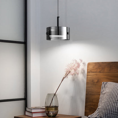 Short Cylinder Glass 3 Step Dimming LED Smoke Gray Nordic Pendant Lights