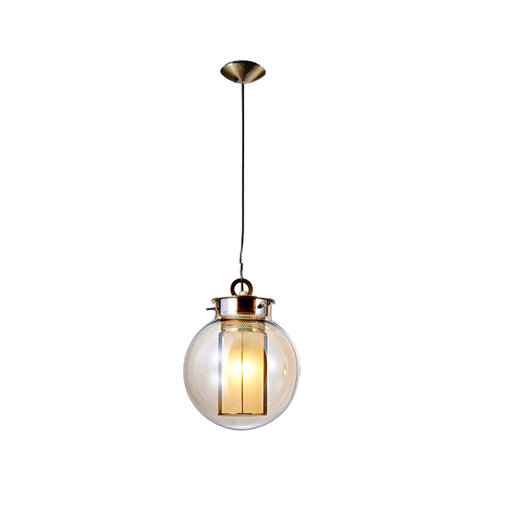 1-Light Amber Glass Shade Post-Modern Pendant Lights Hanging Lamp