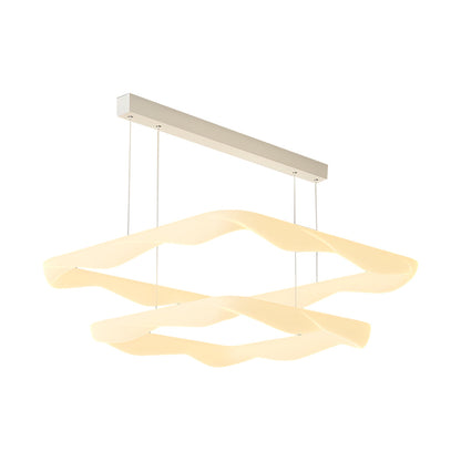 2/3 Square Rings Cream Style Three Step Dimming LED Modern Chandelier