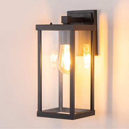 Rectangular Glass Waterproof Black Modern Outdoor Wall Lamp Exterior Lights