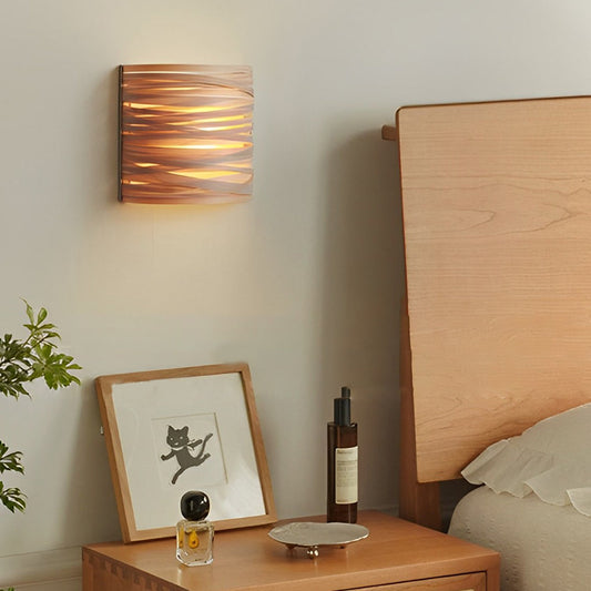 Semi-cylindrical Handmade Wood Decorative Modern Wall Lamp Atmosphere Light