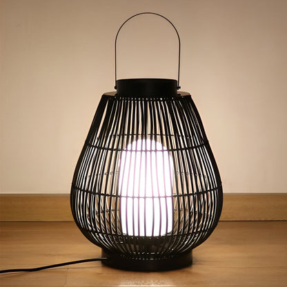 Portable Black Modern Iron Woven E27 Pillar Accent Outdoor Lantern