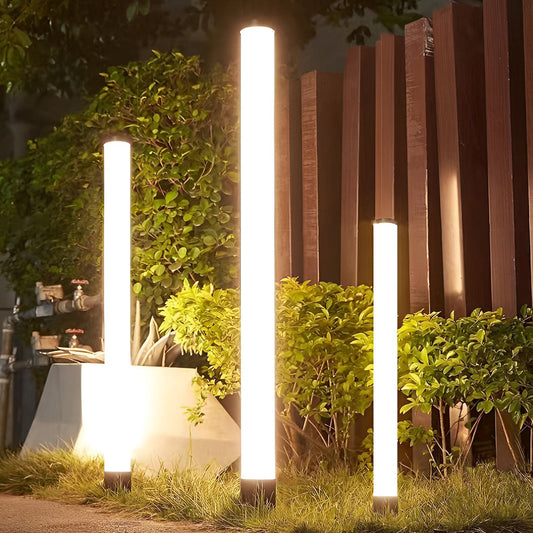 Cylindrical Acrylic Waterproof LED Black Modern Outdoor Lawn Lights