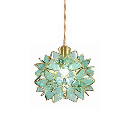 Glass Gardenia Petals Romantic Warm LED French Style Pendant Lights Fixture