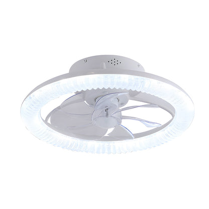 Round Dimmable with Remote Control RGB White Modern Ceiling Fan and Light