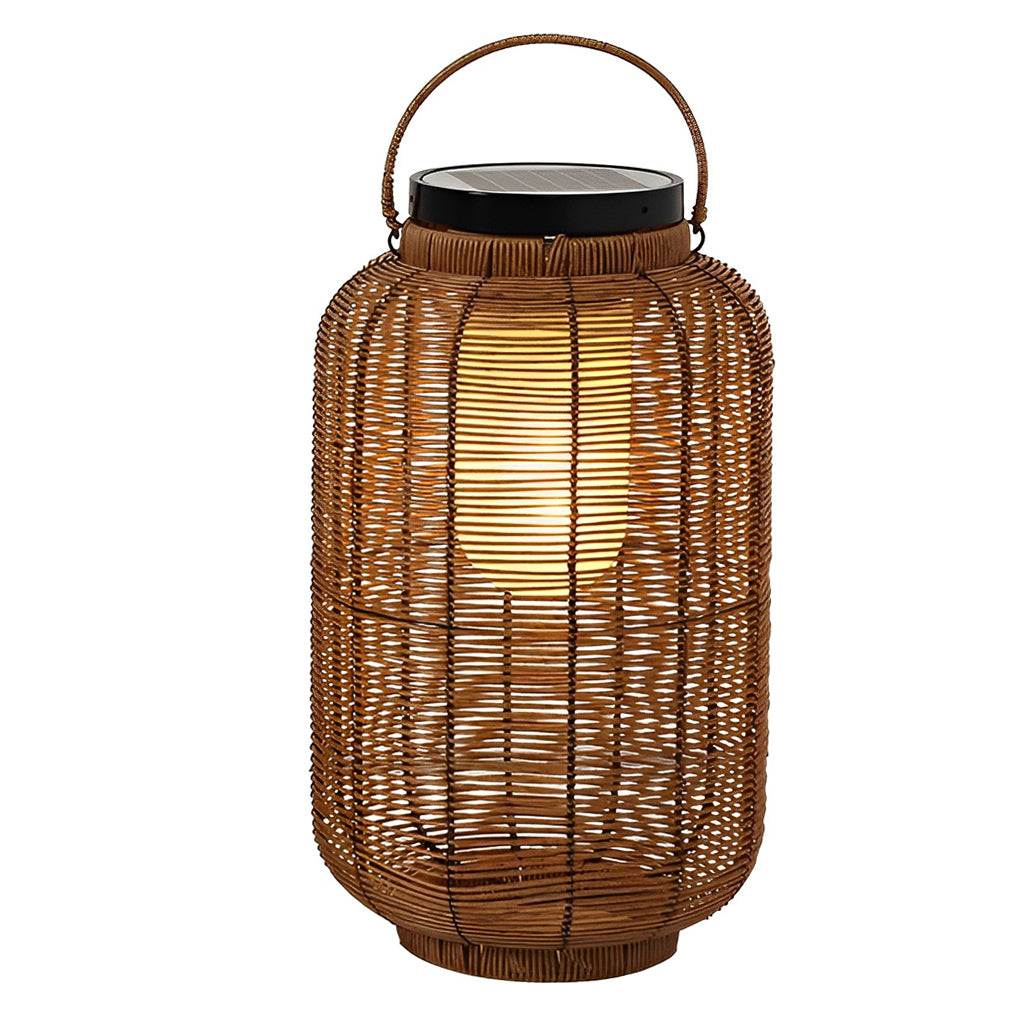 Portable Lantern Rattan LED Waterproof Solar Outdoor Lights Floor Lamp