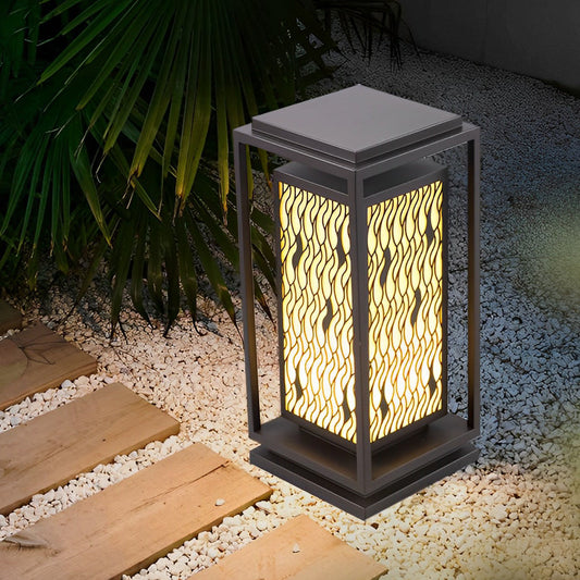 Square Retro Waterproof LED Black Vintage Outdoor Pathway Lights Lawn Lamp