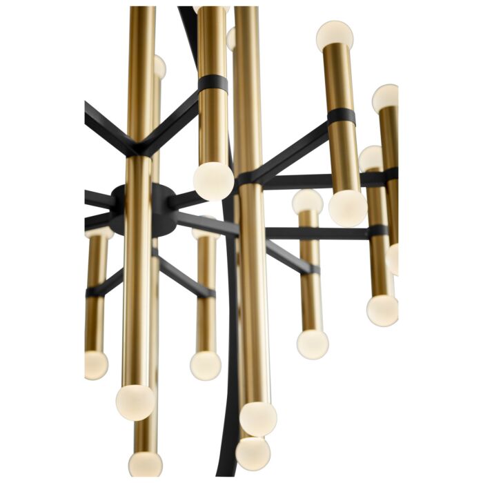 Nero 24-Light LED Chandelier in Black W with Aged Brass