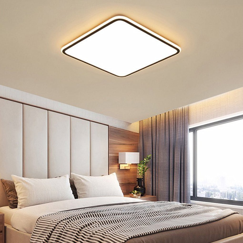 30'' Modern Square Black Frame LED Flush Mount Lights Dimmable Ceiling Lights