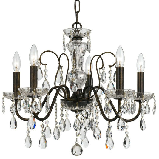 Butler Chandelier in English Bronze with Swarovski Strass Crystal Crystals