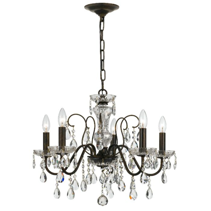 Butler Chandelier in English Bronze with Swarovski Strass Crystal Crystals