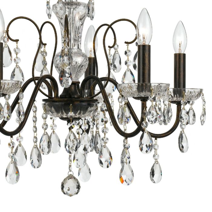 Butler Chandelier in English Bronze with Swarovski Strass Crystal Crystals