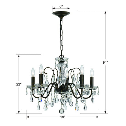 Butler Chandelier in English Bronze with Swarovski Strass Crystal Crystals