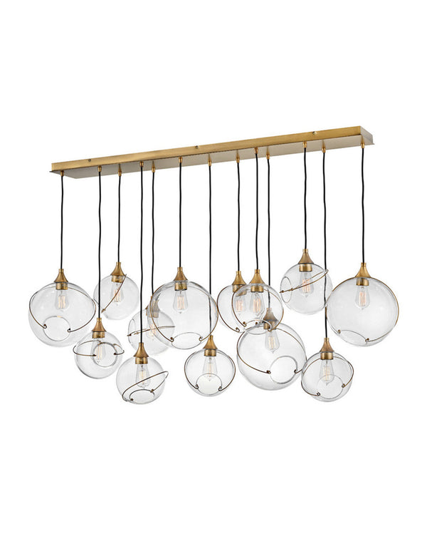 Down Chandelier, 13-Light, Light Brass, 60.25"W (30305HBR 9Q1MW)