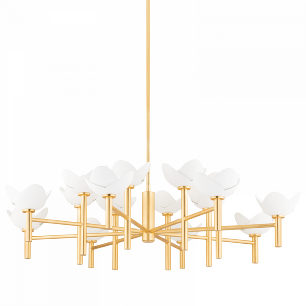 Chandelier, 16-Light, Gold Leaf, White Plaster, 50.5"W (3051-Gl/Wp A8L5E)