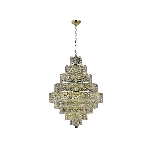 Gold Twenty-Light Chandelier with Clear Royal Cut Crystals