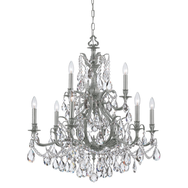 Pewter Nine-Light Chandelier with Swarovski Spectra