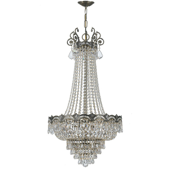 Brass Ornate Crystal Eight-Light Chandelier