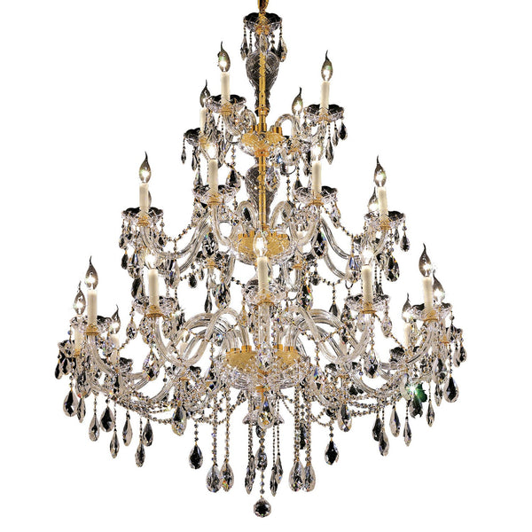 Gold Twenty-Four Light 45-Inch Chandelier with Royal Cut Clear Crystal