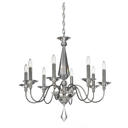 Black Pearl Eight-Light Clear Optic Handcut Crystal Chandelier, 29.5W x 28H x 29.5D