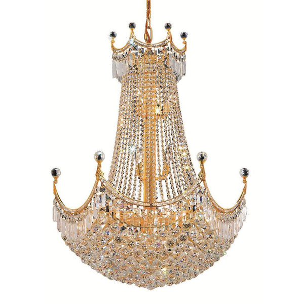 Corona Gold Twenty-Four Light 30-Inch Chandelier with Royal Cut Clear Crystal