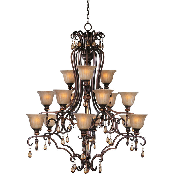 International Dresden Filbert Fifteen-Light Chandelier