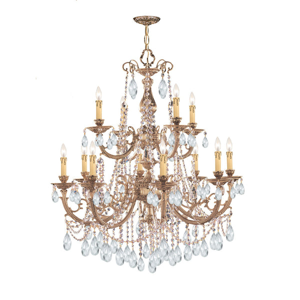 Group Etta Olde Brass Twelve-Light Crystal Chandelier