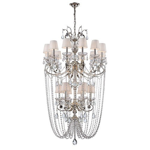 Volante Silver 18 Light Chandelier with White Shade