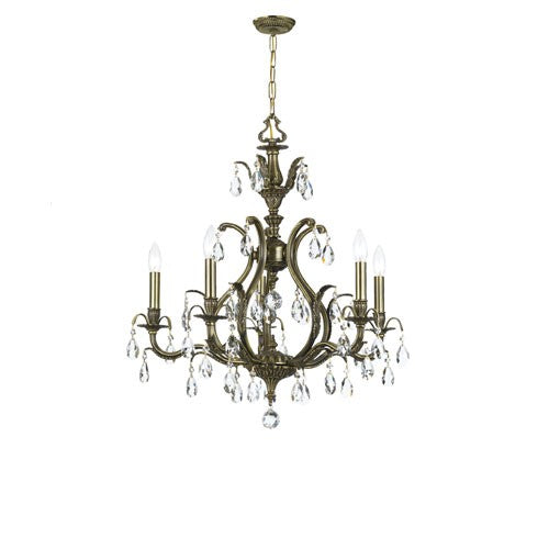 Dawson Brass Five-Light Chandelier with Golden Teak Swarovski Elements