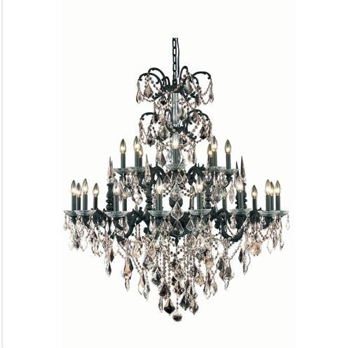 Bronze Twenty-Four Light Chandelier with Golden Teak/Smoky Royal Cut Crystals