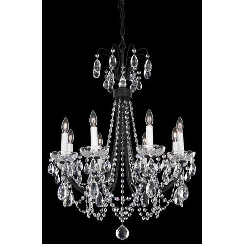 Lucia Ferro Black Eight-Light Clear Heritage Handcut Crystal Chandelier, 21.5W x 27H x 21.5D