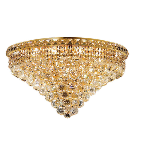 Tranquil Gold Twelve-Light 24-Inch Flush Mount with Royal Cut Clear Crystal