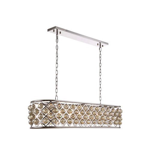 Madison Polished Nickel Seven-Light Pendant with Golden Teak Crystals