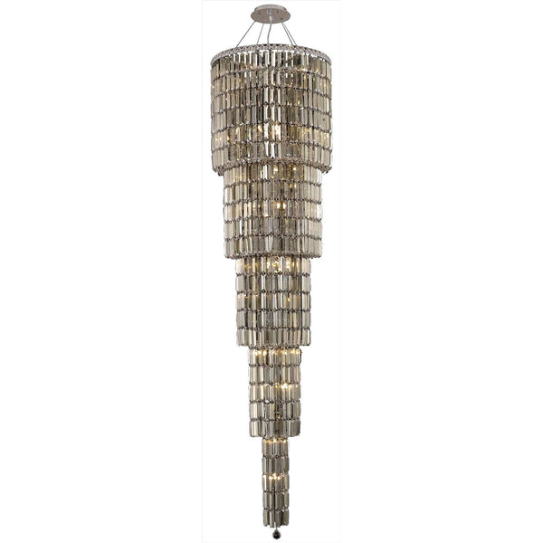 Maxim Chrome Twenty-Two Light 22-Inch Five-Tier Pendant with Royal Cut Golden Teak Smoky Crystal