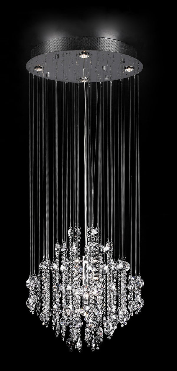 Crystal Fantasy 8 lite chandelier features flowing suspended chinese crystals