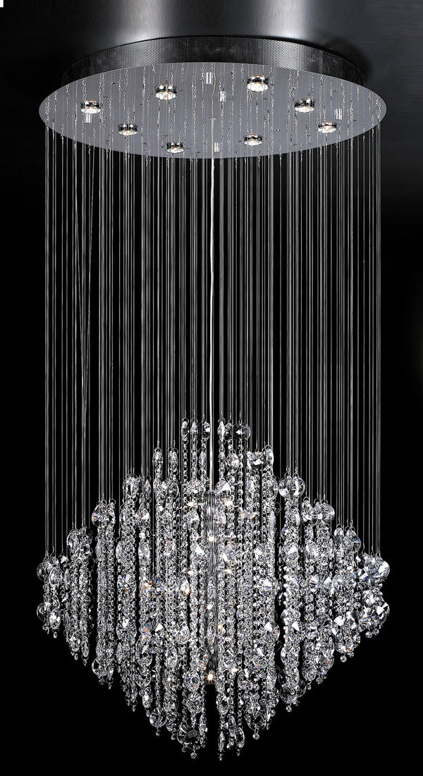 Crystal Fantasy 16 lite chandelier features flowing suspended chinese crystals