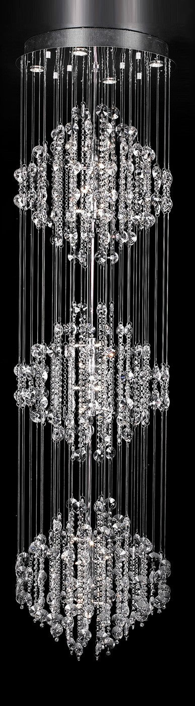 Crystal Fantasy 16 lite chandelier features flowing suspended chinese crystals