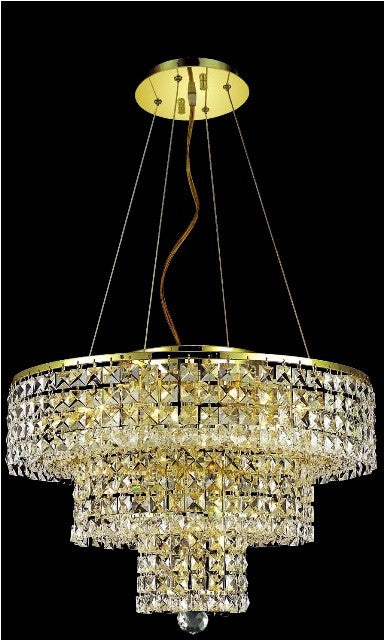 9-light crystal chandelier in gold finish